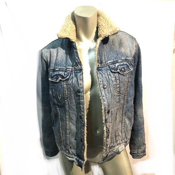 Abercrombie Women's Faux Fur Jeans Jacket - Picture 1 of 16